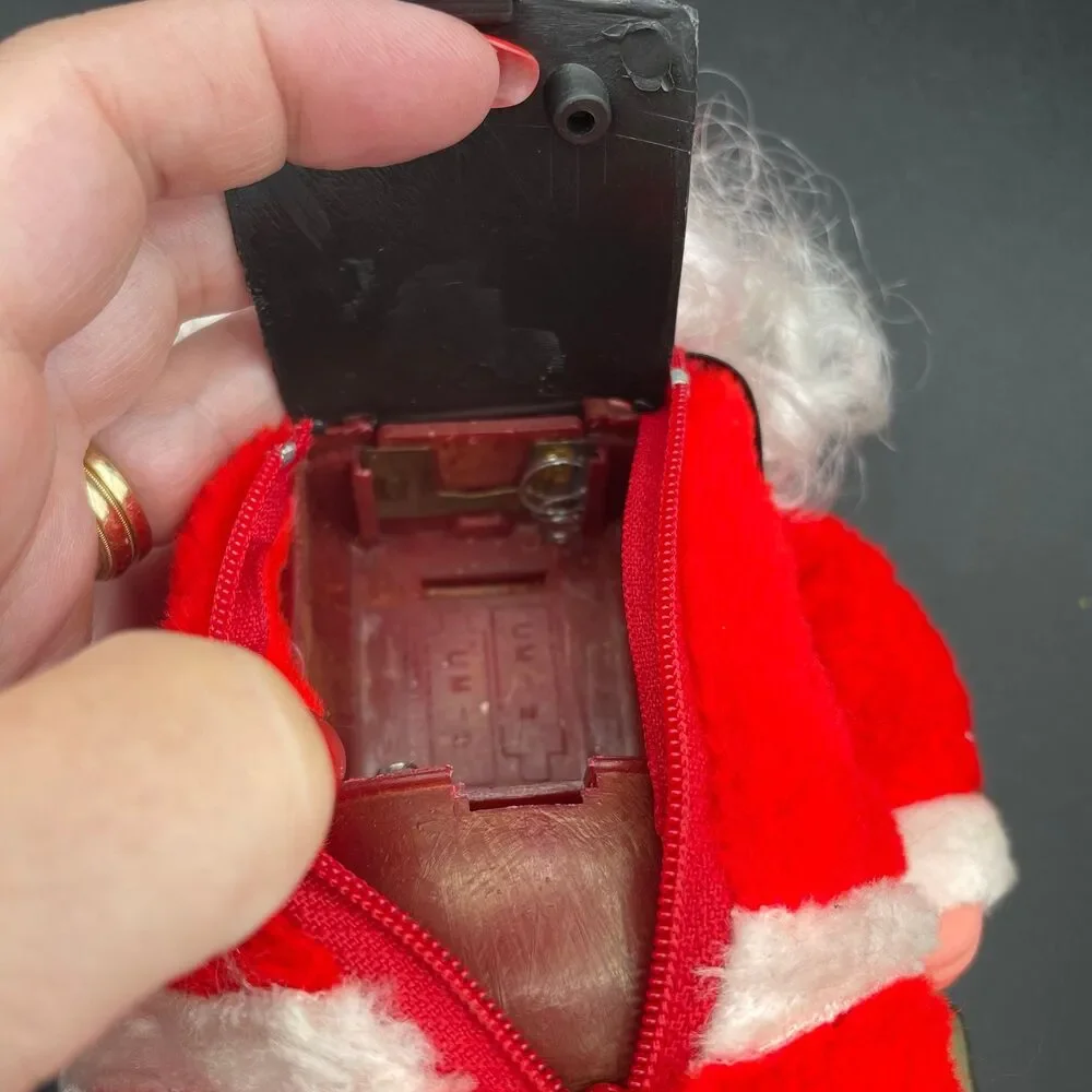 Vintage Holiday Santa Claus Wind Up Musical Moving Doll Display Or Repair